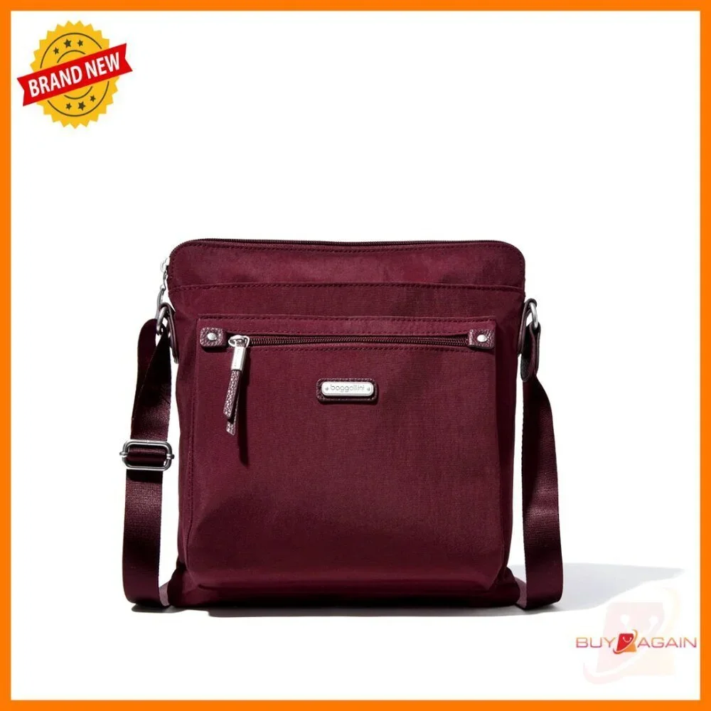 Lightweight Nylon Crossbody Bag with RFID Wristlet, Adjustable Strap, 6 Pockets